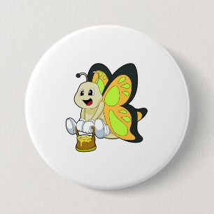 Badge Rond 7,6 Cm Papillon au miel