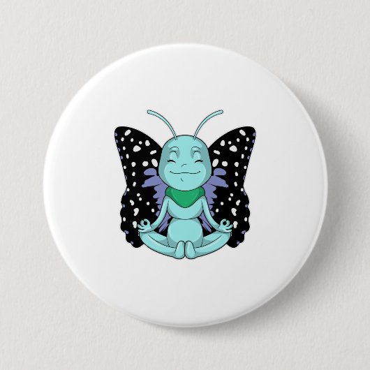 Badge Rond 7,6 Cm Papillon au Yoga Stretching Legs (Devant)