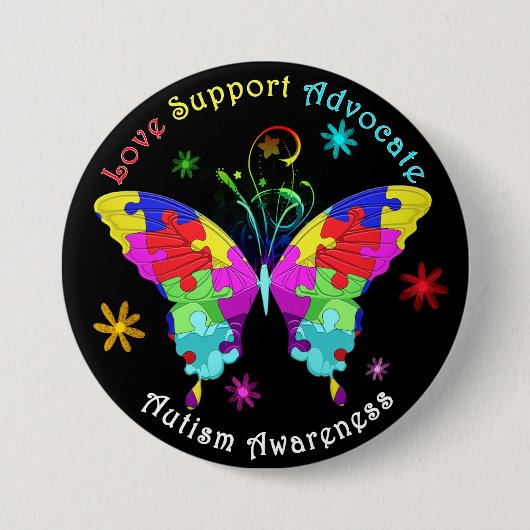 Badge Rond 7,6 Cm Papillon autiste (Devant)