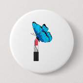 Badge Rond 7,6 Cm Papillon avec bâton à lèvres (Devant)