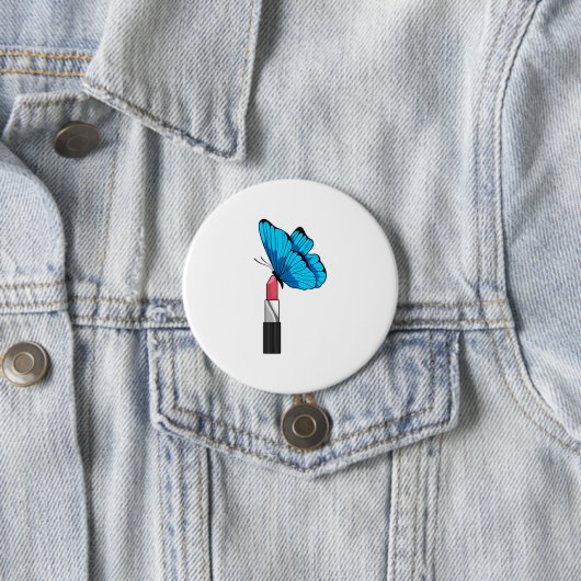 Badge Rond 7,6 Cm Papillon avec bâton à lèvres (En situation)