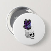 Badge Rond 7,6 Cm Papillon avec crâne (Devant & derrière)