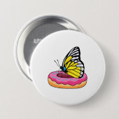 Badge Rond 7,6 Cm Papillon avec Donut (Devant & derrière)