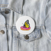 Badge Rond 7,6 Cm Papillon avec Donut (En situation)