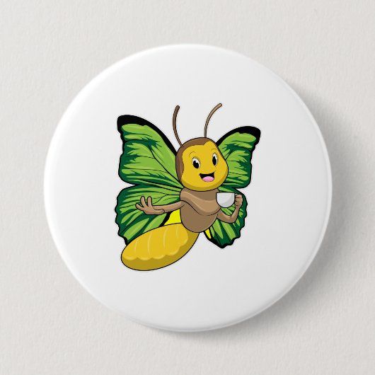 Badge Rond 7,6 Cm Papillon avec la coupe de café (Devant)