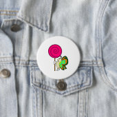 Badge Rond 7,6 Cm Papillon avec Lollipop (En situation)