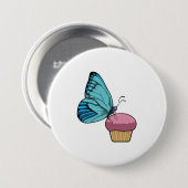 Badge Rond 7,6 Cm Papillon avec muffin (Devant & derrière)