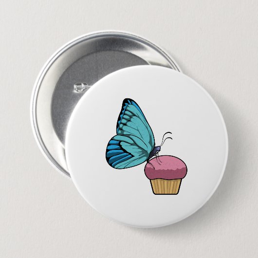 Badge Rond 7,6 Cm Papillon avec muffin (Devant & derrière)