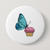 Badge Rond 7,6 Cm Papillon avec muffin (Devant)