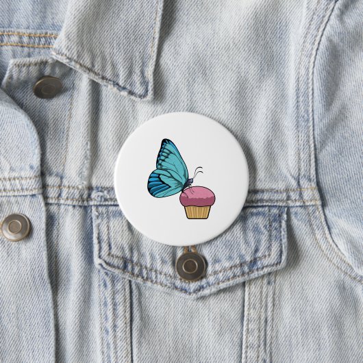 Badge Rond 7,6 Cm Papillon avec muffin (En situation)