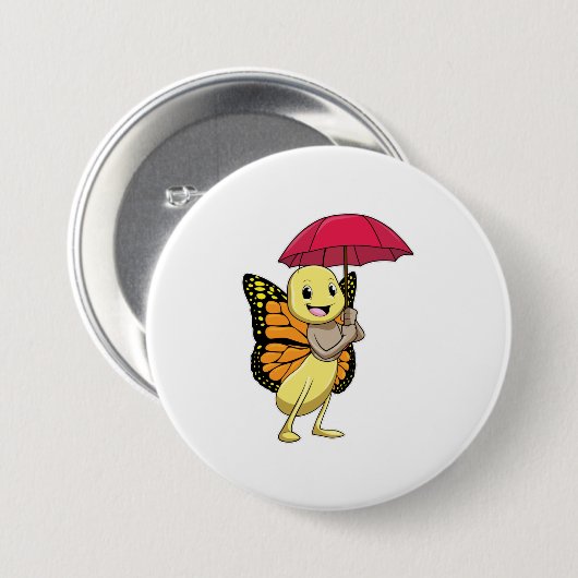 Badge Rond 7,6 Cm Papillon avec parapluie (Devant & derrière)