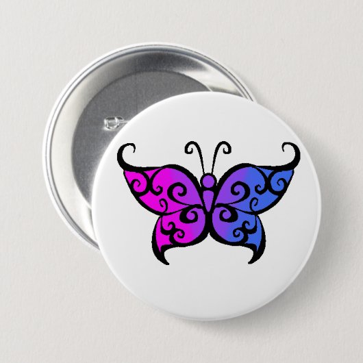 Badge Rond 7,6 Cm Papillon bisexuel de gradient (Devant & derrière)