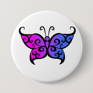 Badge Rond 7,6 Cm Papillon bisexuel de gradient