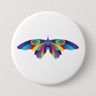 Badge Rond 7,6 Cm Papillon Moderne Coloré Ailes Vibrantes