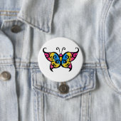 Badge Rond 7,6 Cm Papillon Pansexual (En situation)