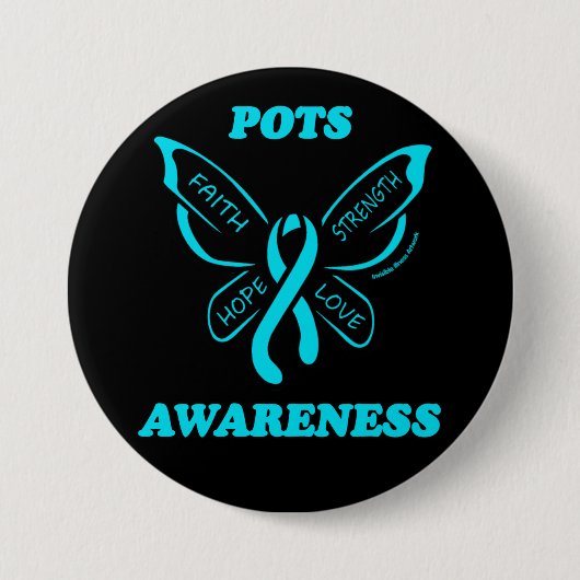 Badge Rond 7,6 Cm Papillon/Prise de conscience...POTS (Devant)