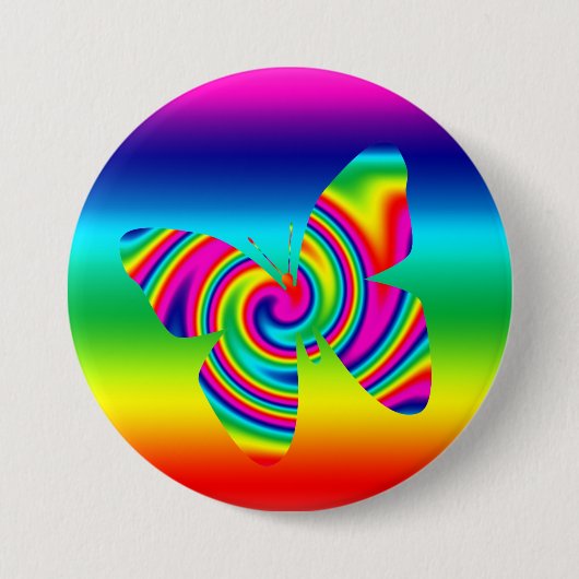 Badge Rond 7,6 Cm Papillon Rainbow Twirl (Devant)