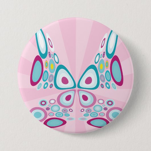 Badge Rond 7,6 Cm Papillon rétro Abstrait Pop Art (Devant)