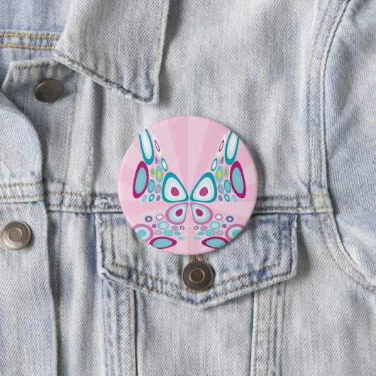 Badge Rond 7,6 Cm Papillon rétro Abstrait Pop Art (En situation)
