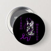 Badge Rond 7,6 Cm Papillon/Ruban...Fibro (Devant & derrière)