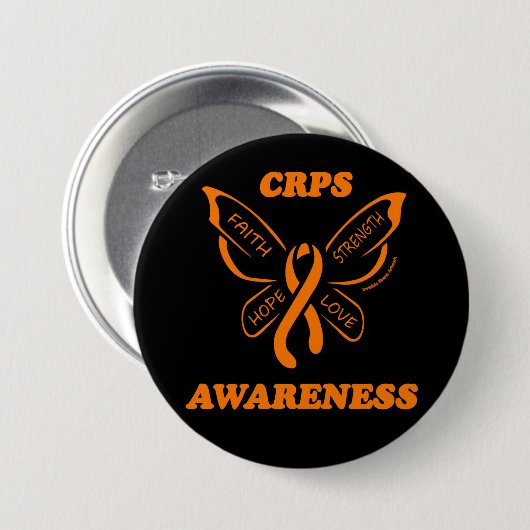Badge Rond 7,6 Cm Papillon/Sensibilisation...CRPS (Devant & derrière)
