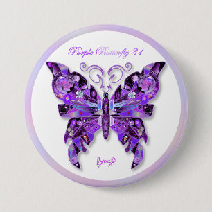 Badge Rond 7,6 Cm Papillon violet 31 Bouton