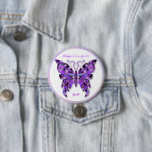 Badge Rond 7,6 Cm Papillon violet 31 Bouton (En situation)