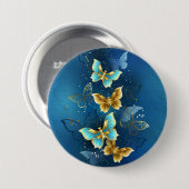 Badge Rond 7,6 Cm Papillons dorés (Devant & derrière)