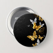 Badge Rond 7,6 Cm Papillons dorés et blancs (Devant & derrière)