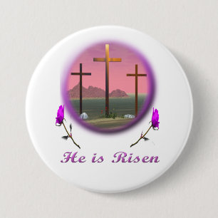 Badge Rond 7,6 Cm Pâques Christ ressuscité