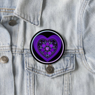 Badge Rond 7,6 Cm Parapluie violet & coeurs .7