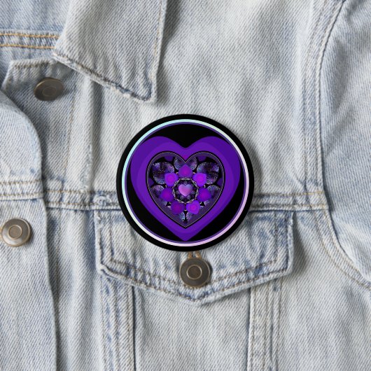 Badge Rond 7,6 Cm Parapluie violet & coeurs .7 (En situation)