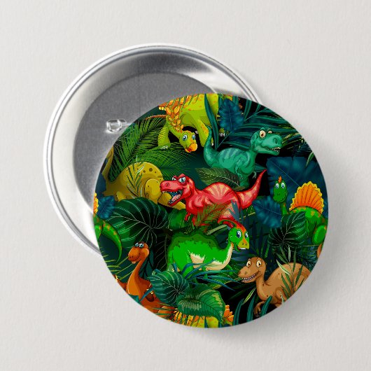 Badge Rond 7,6 Cm Parc Dinosaur (Devant & derrière)