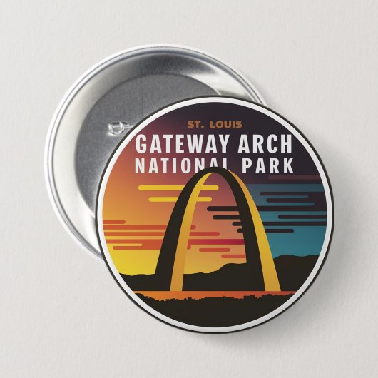 Badge Rond 7,6 Cm Parc national Gateway Arch St. Louis Abstrait (Devant & derrière)