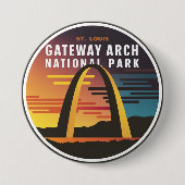 Badge Rond 7,6 Cm Parc national Gateway Arch St. Louis Abstrait (Devant)