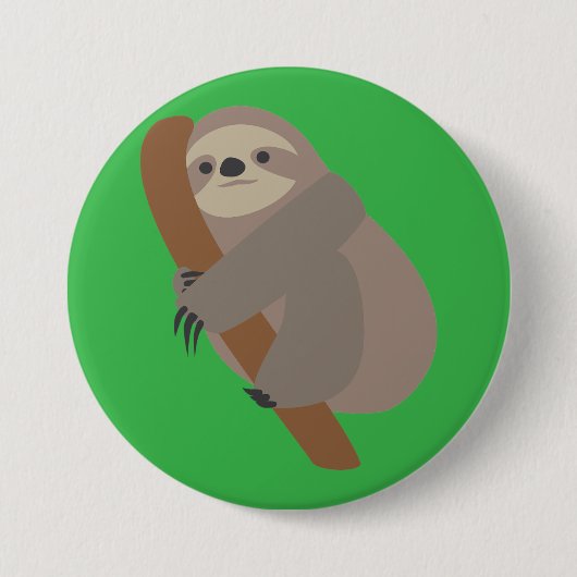 Badge Rond 7,6 Cm Paresseux (Devant)