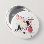 Badge Rond 7,6 Cm Paris, Mode & Café (Devant & derrière)
