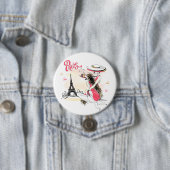 Badge Rond 7,6 Cm Paris, Mode & Café (En situation)