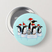 Badge Rond 7,6 Cm Partie de pingouin de Noël (Devant & derrière)