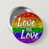 Badge Rond 7,6 Cm Parties scintillant Arc-en-ciel drapeau mariage Ga (Devant & derrière)