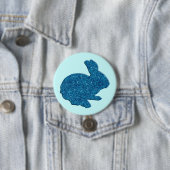 Badge Rond 7,6 Cm Parties scintillant Bleue Silhouette Bouton lapin (En situation)