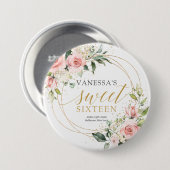 Badge Rond 7,6 Cm Parties scintillant d'or rustique rousse rose vert (Devant & derrière)