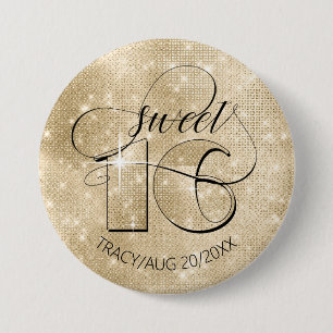 Badge Rond 7,6 Cm Parties scintillant et brillant 16 Gold ID675