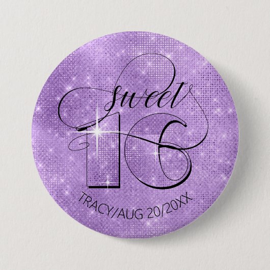 Badge Rond 7,6 Cm Parties scintillant et brillant doux 16 Violet ID6 (Devant)