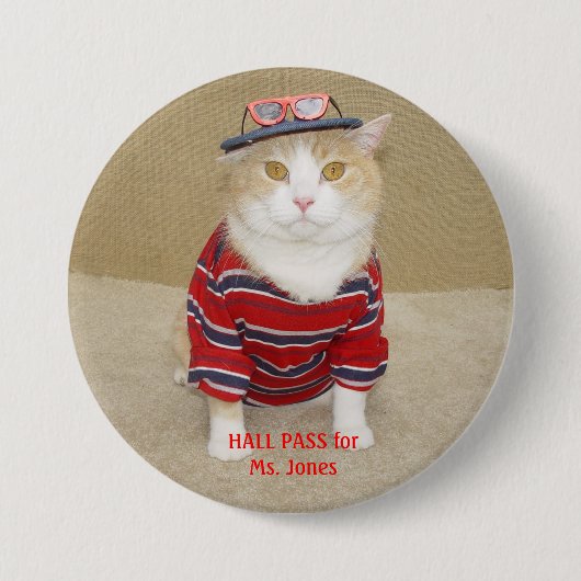 Badge Rond 7,6 Cm Passage de hall drôle personnalisable de chat (Devant)