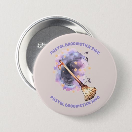 Badge Rond 7,6 Cm Pastel Broomstick (Devant & derrière)