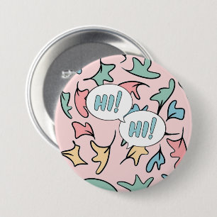 Badge Rond 7,6 Cm Pastel Feuille rose
