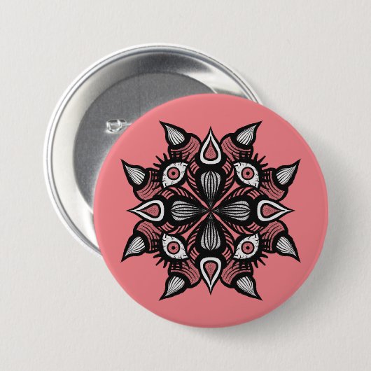 Badge Rond 7,6 Cm Pastel Goth Witch Design - Monstre Rose Noir (Devant & derrière)