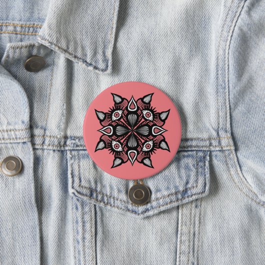 Badge Rond 7,6 Cm Pastel Goth Witch Design - Monstre Rose Noir (En situation)