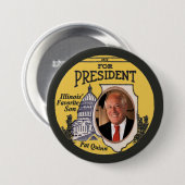 Badge Rond 7,6 Cm Pat Quinn Démocrate pour le président 2016 (Devant & derrière)
